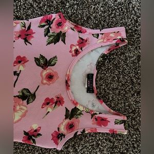 Short Sleeve Floral Pink Blouse Top